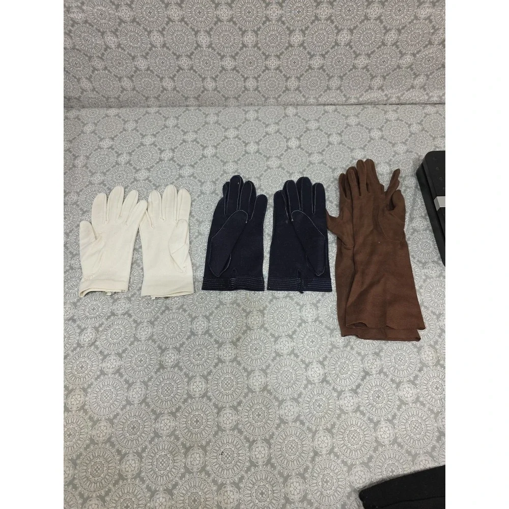 Vintage Opera Gloves Set White Black Brown Long Formal‎ Evening Party Driving
